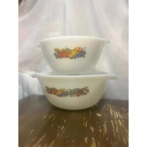 Anchor Hocking/Fire King ”Bountiful Harvest” Cinderella Set Of Two Mixing Bowls